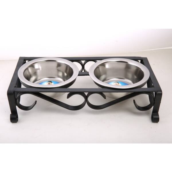 Shop Black Raised Wrought Iron Pet Dishes Free Shipping On