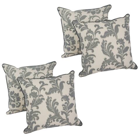 Blazing Needles 17-inch Gray Floral Throw Pillow (Set of 4)
