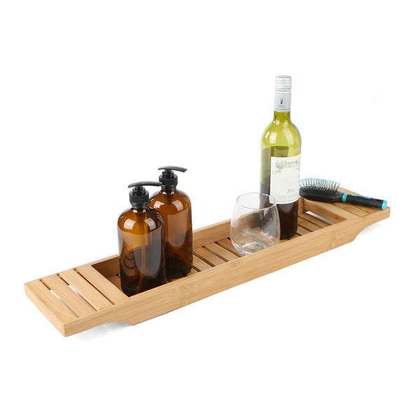 Mind Reader Bamboo Bathtub Tray Caddy, Brown