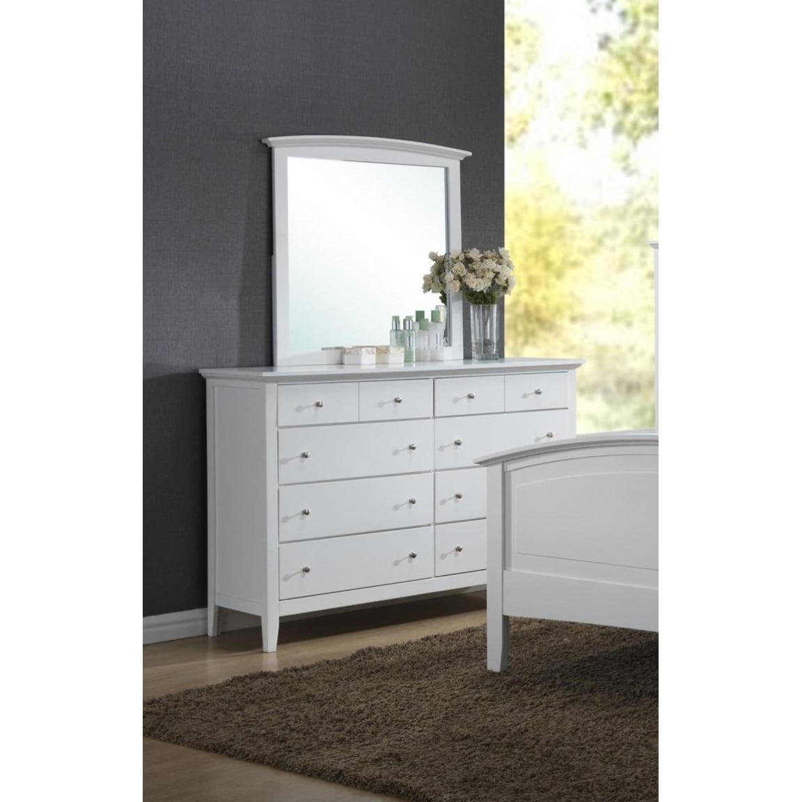 Shop Lyke Home White 8 Drawer Dresser Mirror Set Overstock