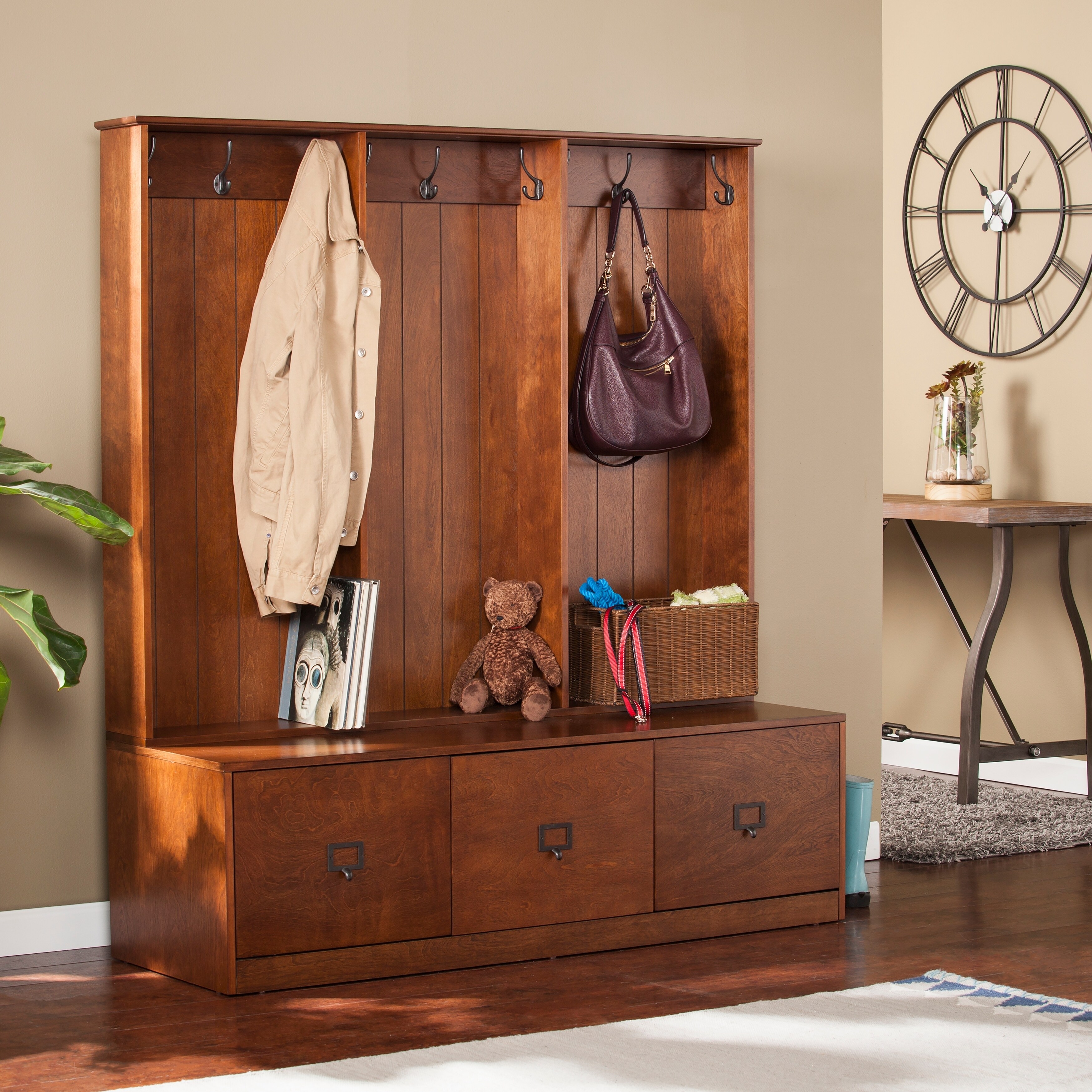 Shop Parton Whiskey Maple Entryway Storage Unit Free Shipping
