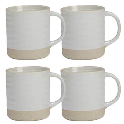Certified International Artisan White 22-ounce Mugs (Set of 4)