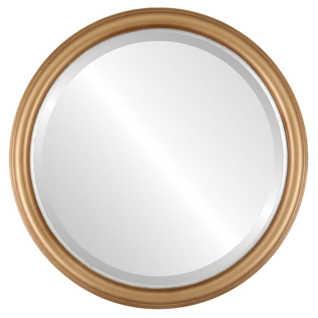 Hamilton Framed Round Mirror in Desert Gold with Gold Lip - Brown/Dark Gold