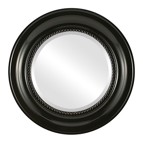 Heritage Framed Round Mirror in Gloss Black