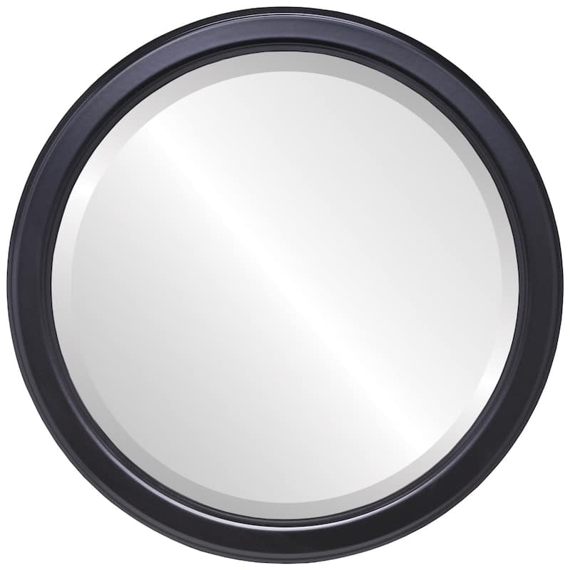 Toronto Framed Round Mirror in Gloss Black