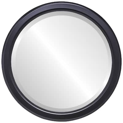 Toronto Framed Round Mirror in Gloss Black