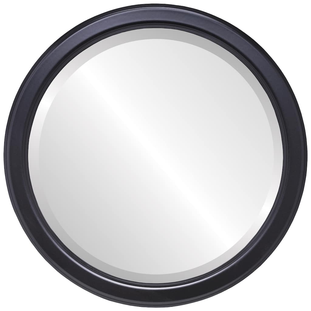 Toronto Framed Round Mirror in Gloss Black