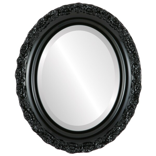 Venice Framed Oval Mirror in Gloss Black