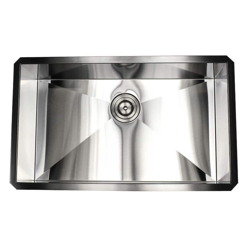 30-inch Stainless Steel 16 Gauge Single Bowl Undermount Zero Radius Kitchen Island Bar Sink