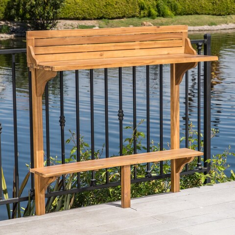 Caribbean Outdoor Acacia Balcony Bar Table by Christopher Knight Home - 48.00"L x 16.50"W x 49.75"H