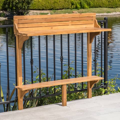Rustic Outdoor Dining Tables Online At Our Best Caribbean Outdoor Acacia Wood Balcony Bar Table By Christopher Knight Home