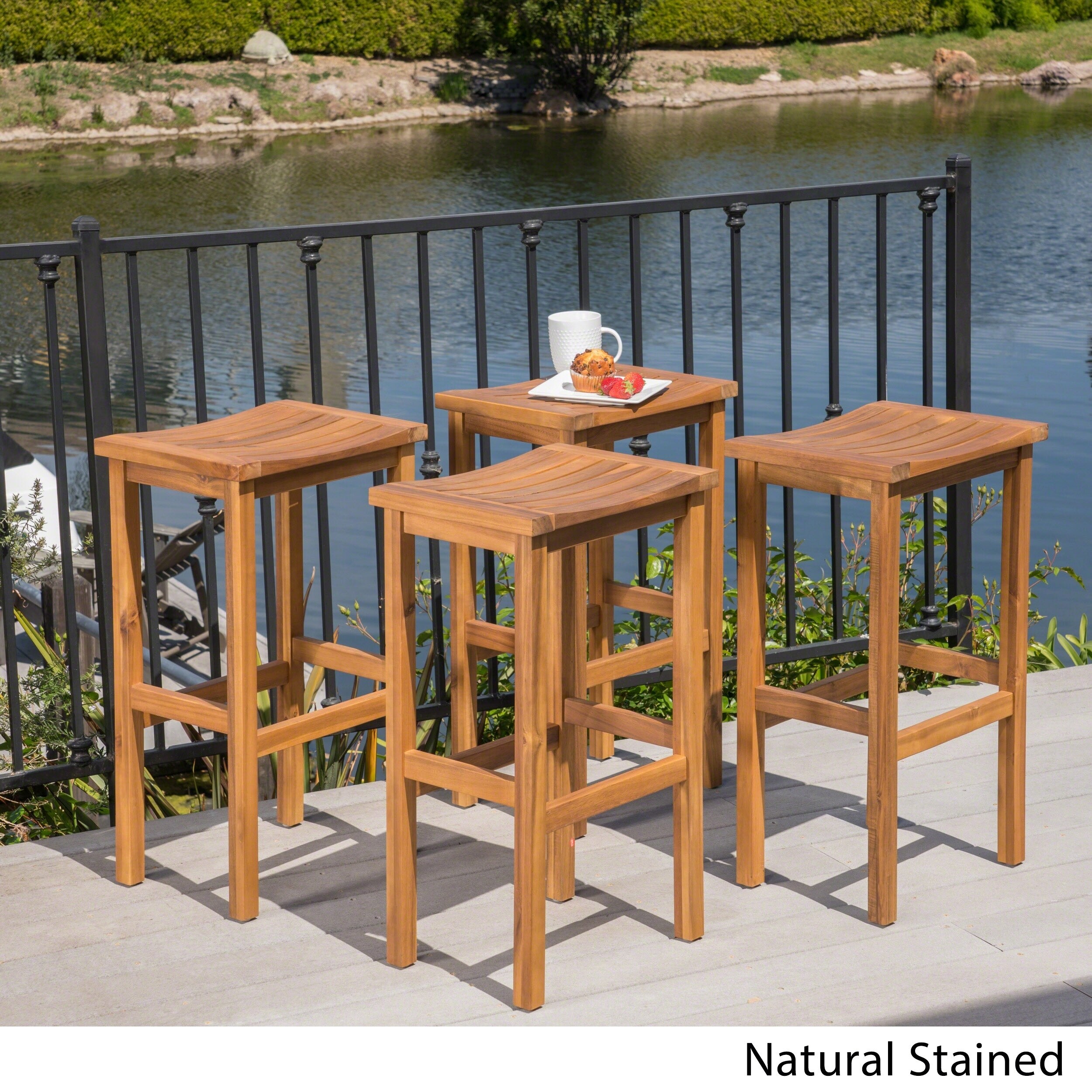 Caribbean Outdoor 30 Inch Acacia Wood Barstool Set Of 4 By Caribbean Outdoor 30 Inch Acacia