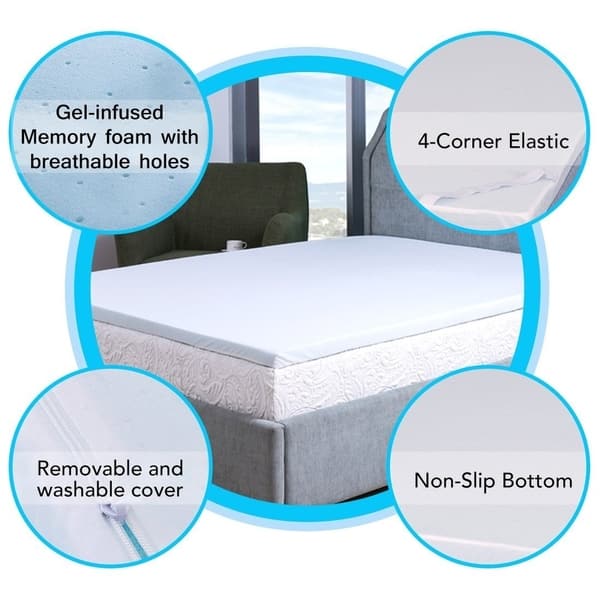 Subrtex Comfort 3 inch Gel Memory Foam Topper - California King