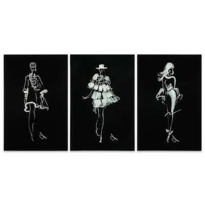 "Fashion Walk - Set of 3" Graphic Wall Art on Tempered Glass