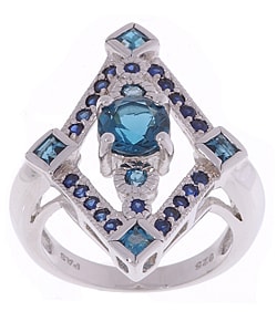 Glitzy Rocks Sterling Silver Sapphire and Blue Topaz Ring. Opens flyout.