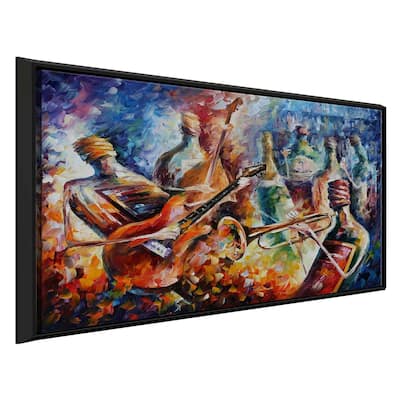 Bottle Jazz-2 ' by Leonid Afremov Framed Oil Painting Print on Canvas