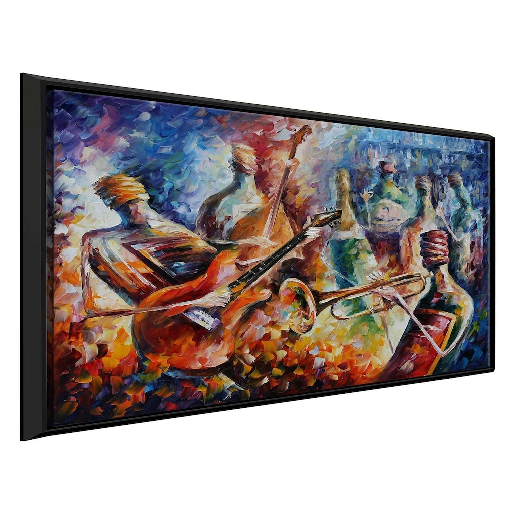 Bottle Jazz-2 ' by Leonid Afremov Framed Oil Painting Print on Canvas