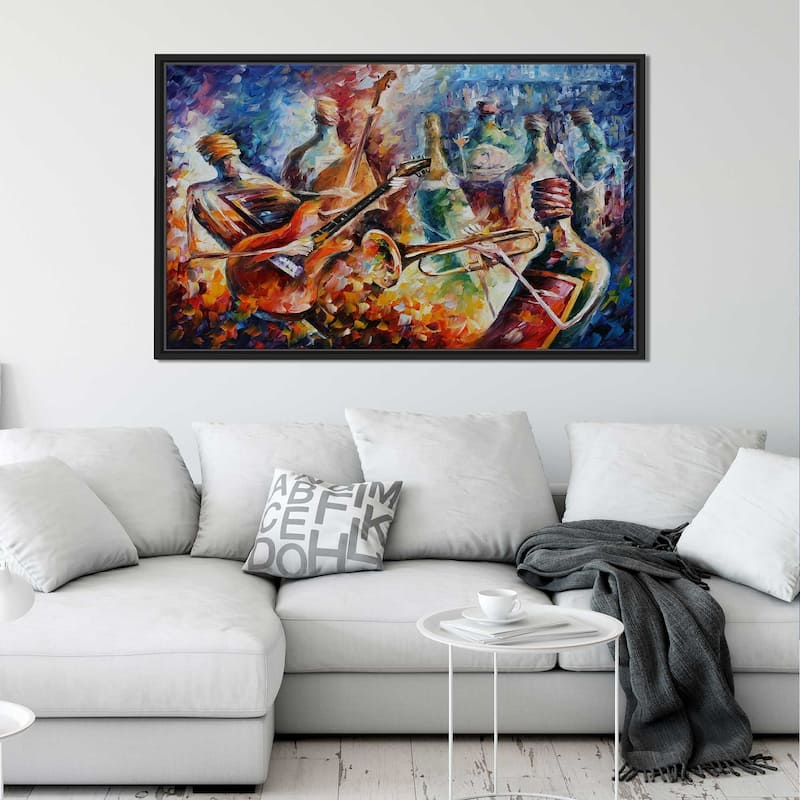 Bottle Jazz-2 ' by Leonid Afremov Framed Oil Painting Print on Canvas