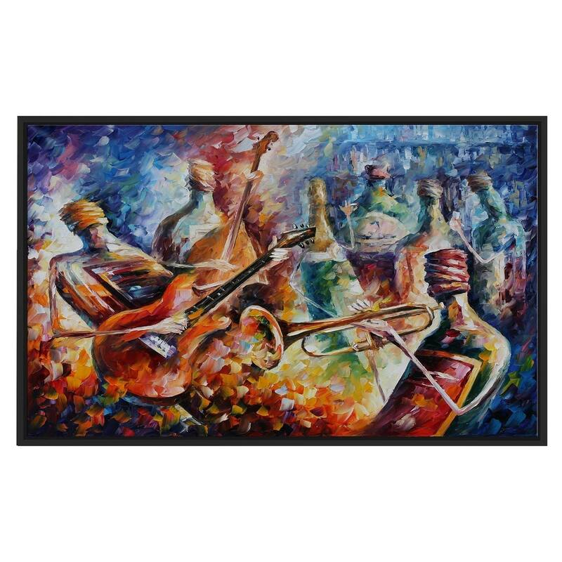 Bottle Jazz-2 ' by Leonid Afremov Framed Oil Painting Print on Canvas