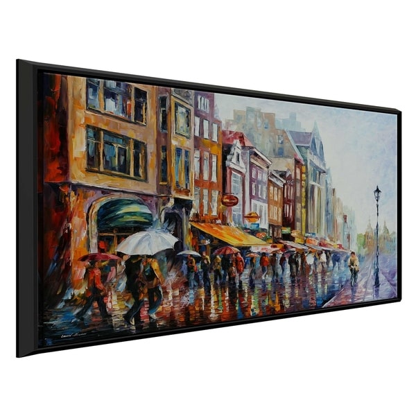 Amsterdams Rain ' by Leonid Afremov Framed Oil Painting Print on Canvas