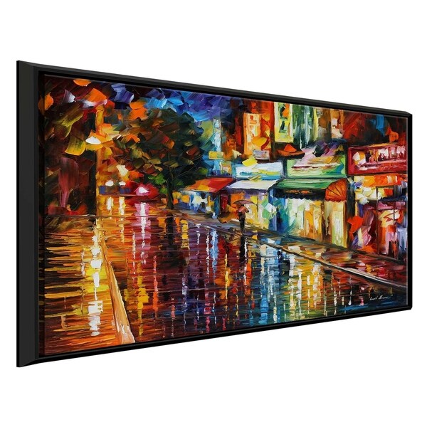 Downtown Rain ' by Leonid Afremov Framed Oil Painting Print on Canvas