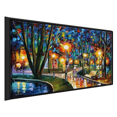 Park By The Lake ' by Leonid Afremov Framed Oil Painting Print on Canvas