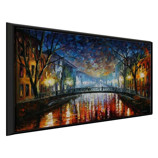 Misty Bridge ' by Leonid Afremov Framed Oil Painting Print on Canvas