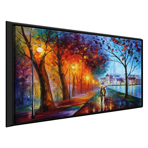 City By The Lake ' by Leonid Afremov Framed Oil Painting Print on Canvas