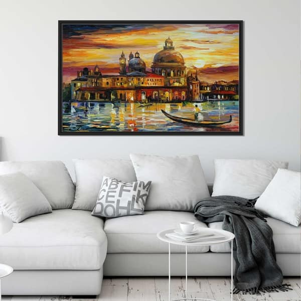 The Golden Skies Of Venice ' by Leonid Afremov Framed Oil Painting ...