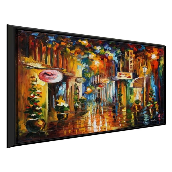 Old City Street ' by Leonid Afremov Framed Oil Painting Print on Canvas