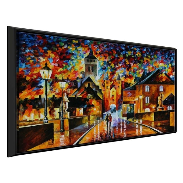 Night In The Old City ' by Leonid Afremov Framed Oil Painting Print on Canvas