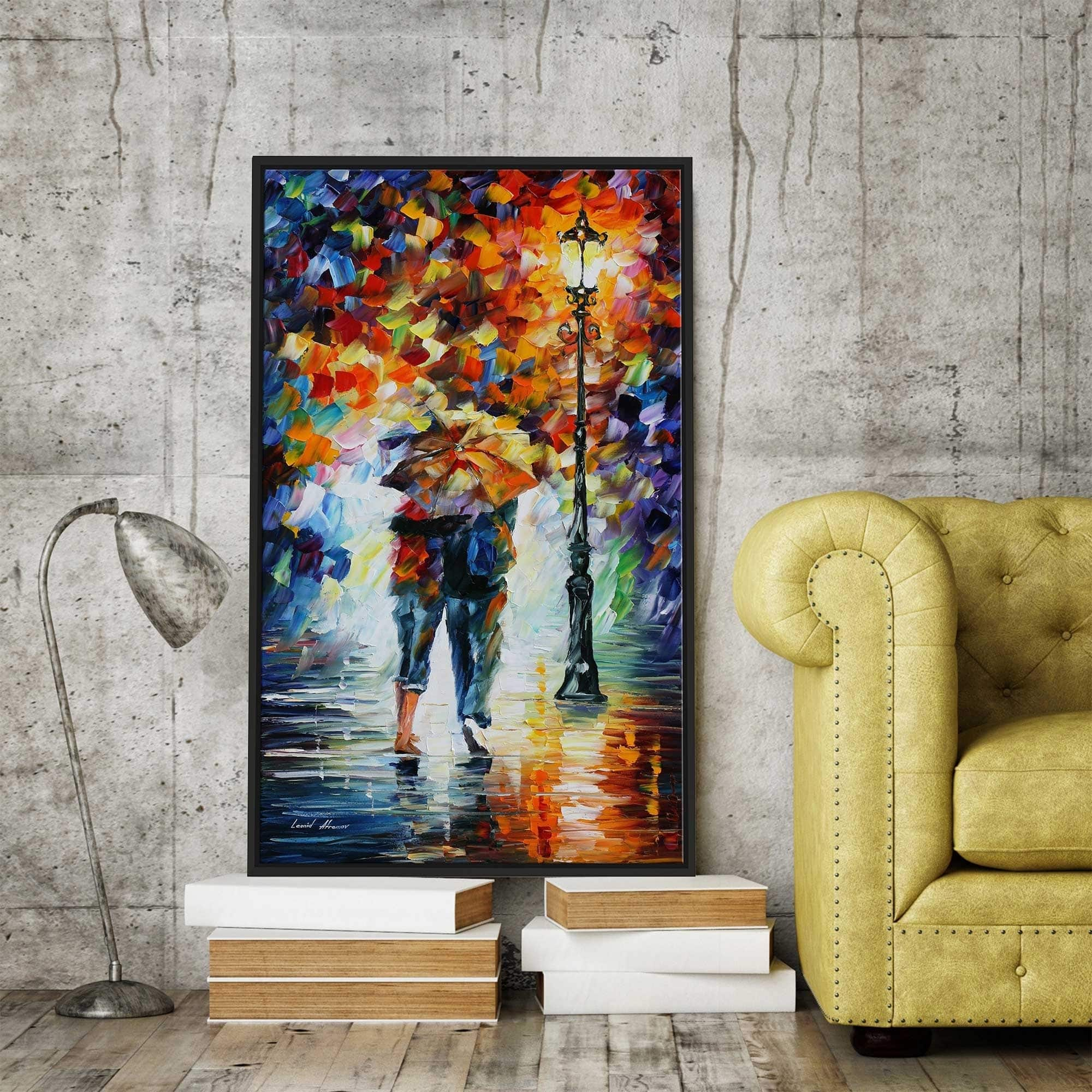 Bonded By The Rain I ' by Leonid Afremov Framed Oil Painting Print on ...