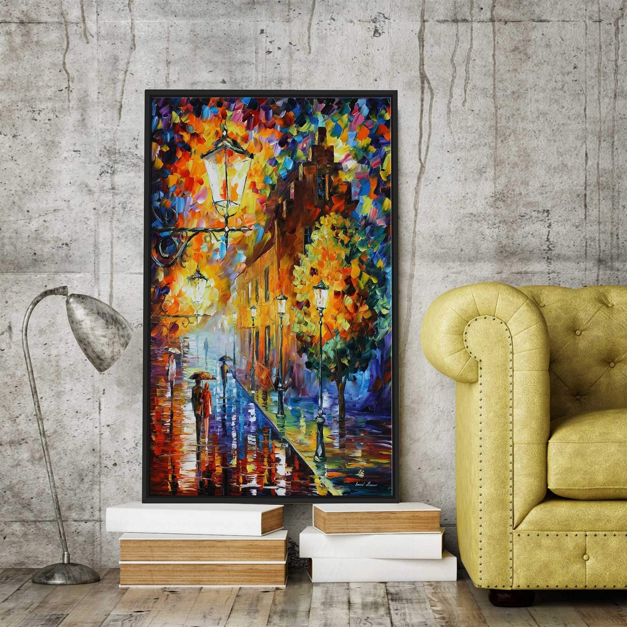 Lights In The Night ' by Leonid Afremov Framed Oil Painting Print on ...