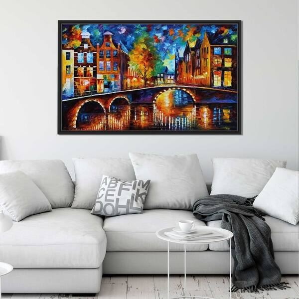 The Bridges Of Amsterdam ' by Leonid Afremov Framed Oil Painting Print ...