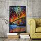 Golden Gate Bridge ' By Leonid Afremov Framed Oil Painting Print On 