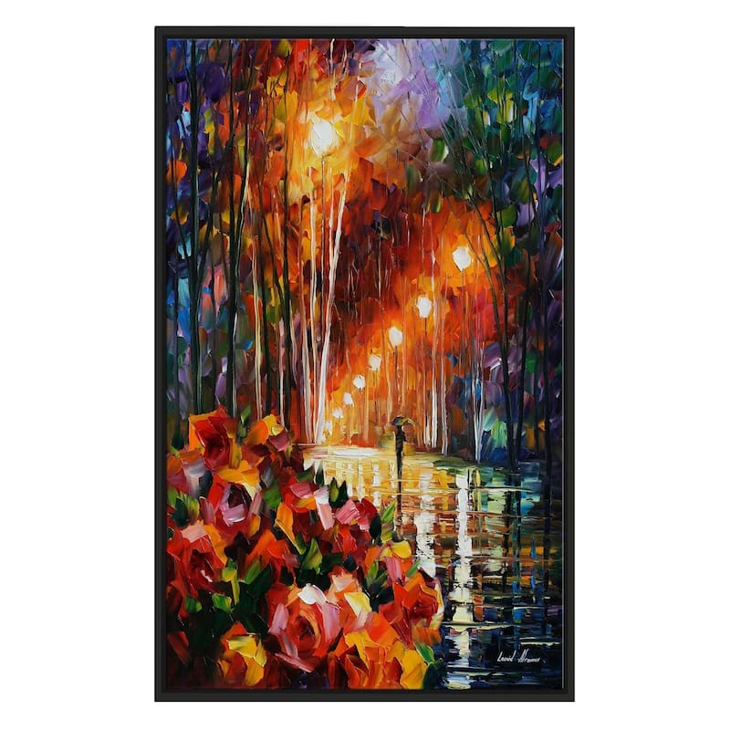 Park Flowers ' by Leonid Afremov Framed Oil Painting Print on Canvas