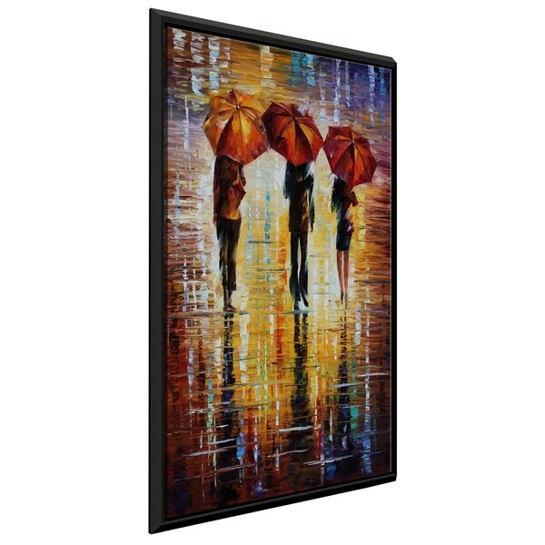 Three Red Umbrellas ' by Leonid Afremov Framed Oil Painting Print on Canvas