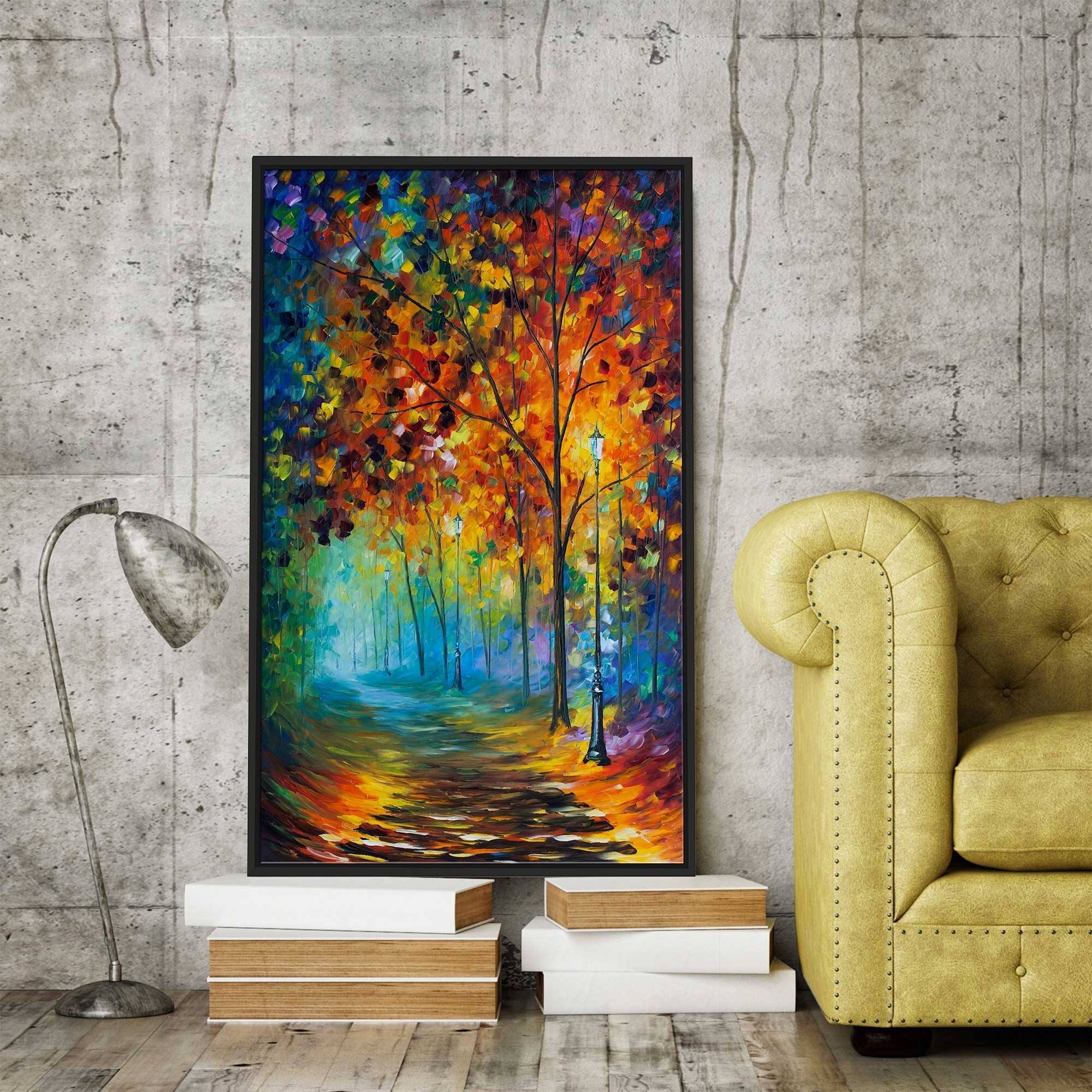 Fog Alley ' by Leonid Afremov Framed Oil Painting Print on Canvas - Bed ...