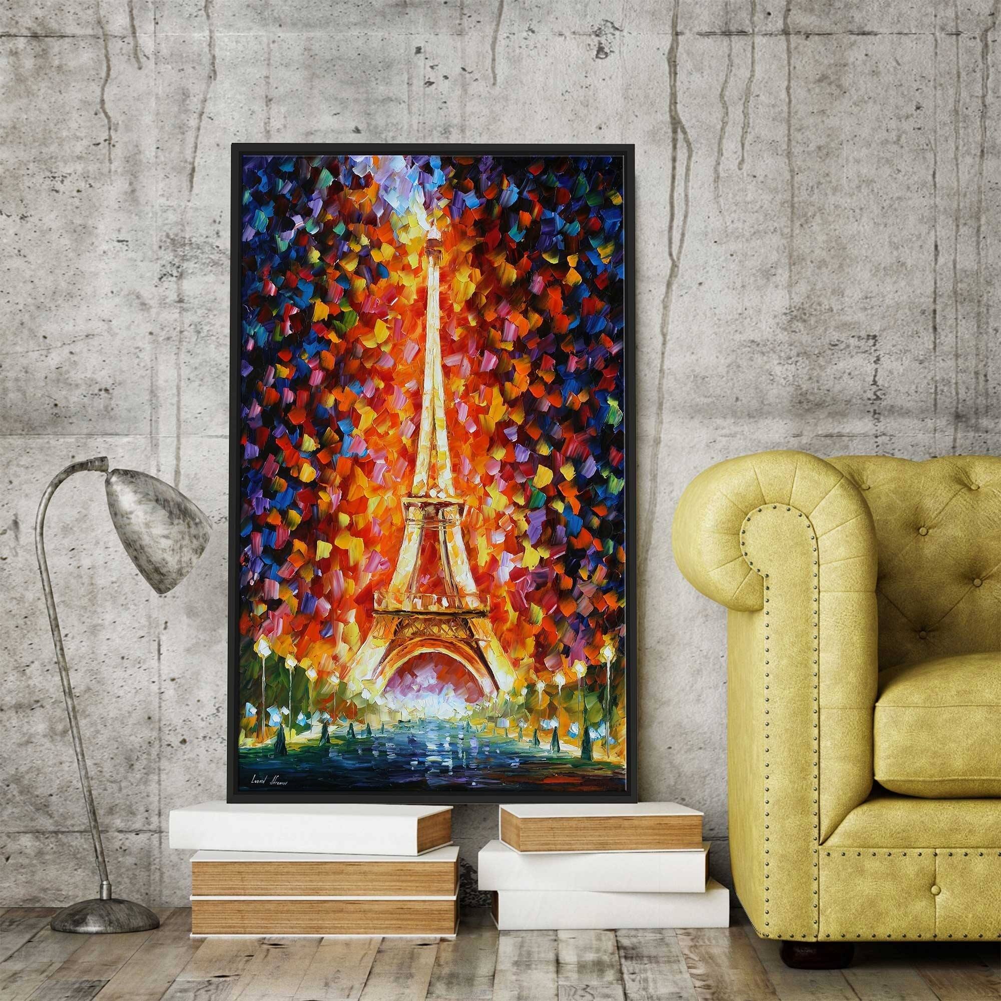 Paris -Eifel Tower Lighted ' by Leonid Afremov Framed Oil Painting ...