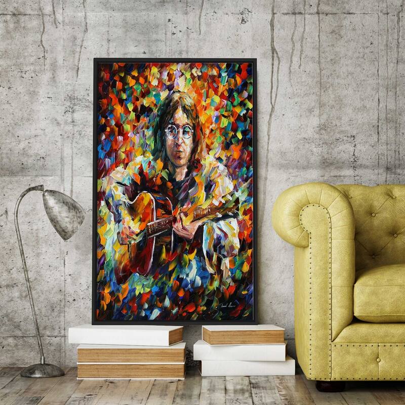 John Lennon ' By Leonid Afremov Framed Oil Painting Print On Canvas 