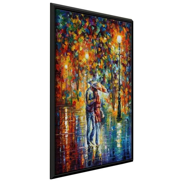 slide 1 of 3, Rainy Evening ' by Leonid Afremov Framed Oil Painting Print on Canvas