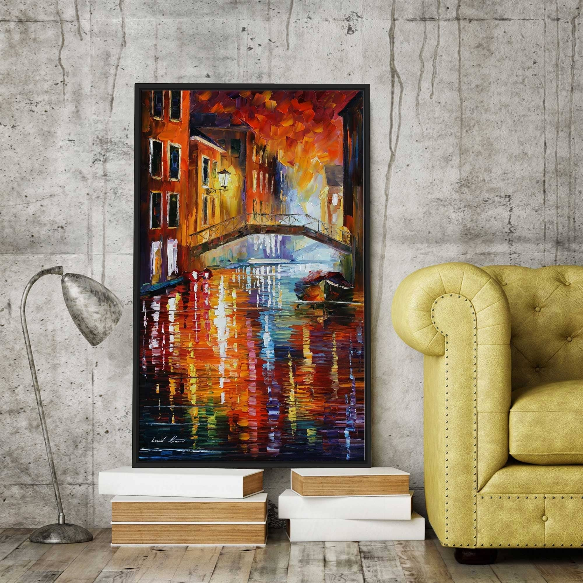 The Canals Of Venice ' by Leonid Afremov Framed Oil Painting Print on ...