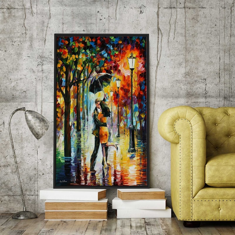Dance Under The Rain ' by Leonid Afremov Framed Oil Painting Print on Canvas