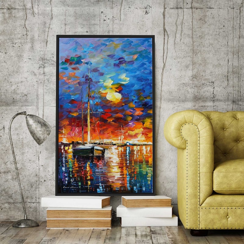Sail Boat ' by Leonid Afremov Framed Oil Painting Print on Canvas