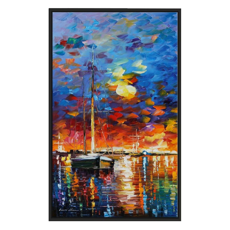 Sail Boat ' by Leonid Afremov Framed Oil Painting Print on Canvas