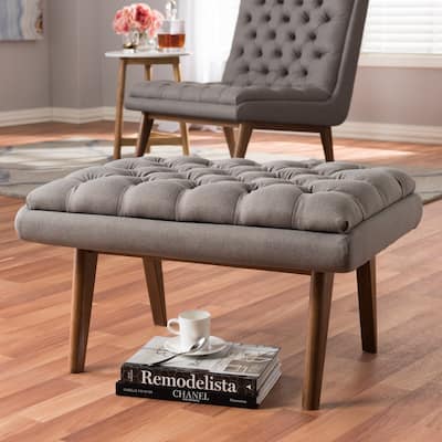 Mid-Century Upholstered Ottoman by Baxton Studio