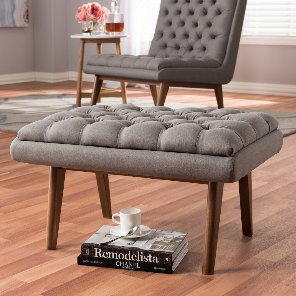 Mid-Century Upholstered Ottoman by Baxton Studio