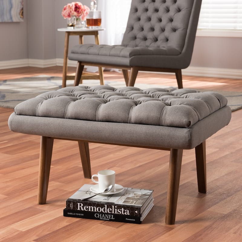 Mid-Century Upholstered Ottoman by Baxton Studio