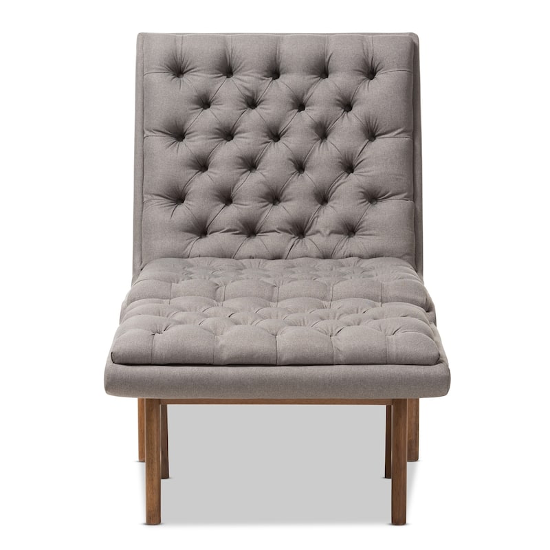 Mid-Century Upholstered Chair And Ottoman Set by Baxton Studio