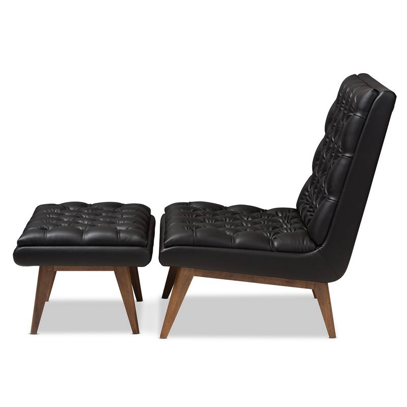 Mid-Century Upholstered Chair And Ottoman Set by Baxton Studio